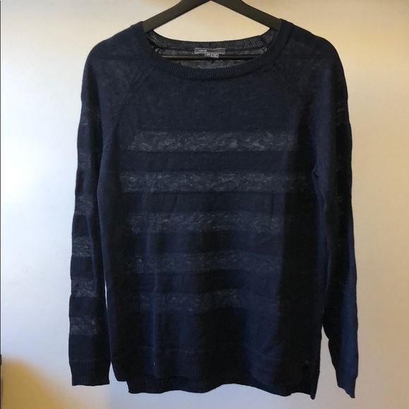 New Vince linen striped see through sheer pullover - Picture 4 of 11